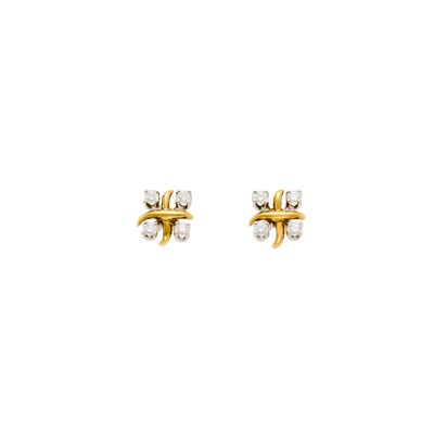 Lot 1262 - Tiffany & Co. Pair of Gold, Platinum and Diamond Earrings