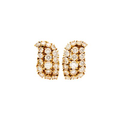 Lot 1263 - Pair of Gold and Diamond Earclips