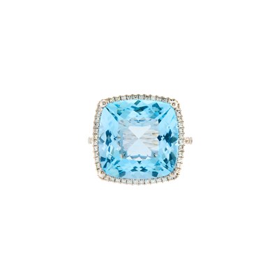 Lot 1279 - Kiki McDonough White Gold, Blue Topaz and Diamond Ring