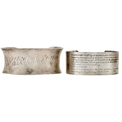 Lot 1254 - Two Silver Cuff Bangle Bracelets