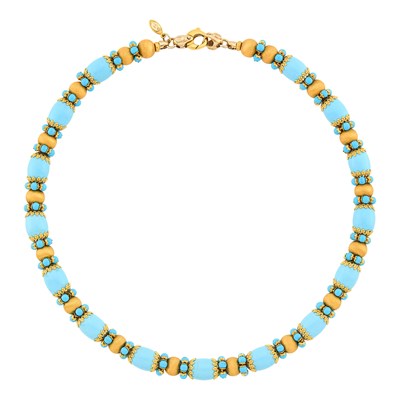 Lot 140 - Gold and Turquoise Bead Necklace