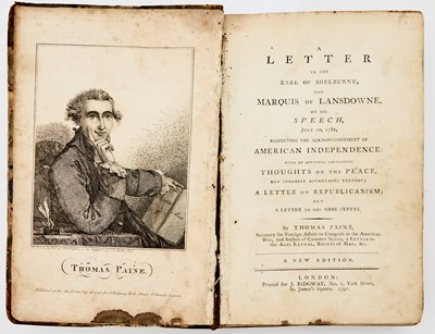 Lot 2 - Sammelband of six works by Thomas Paine, including the uncommon engraved portrait from 1791