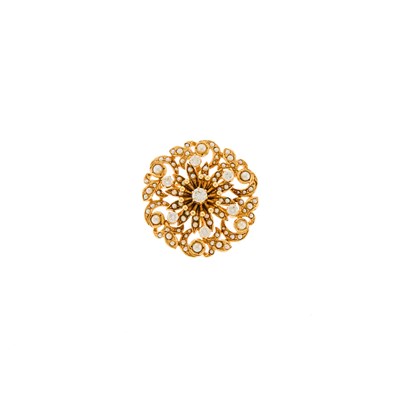Lot 1103 - Gold, Split Pearl and Diamond Pendant-Brooch