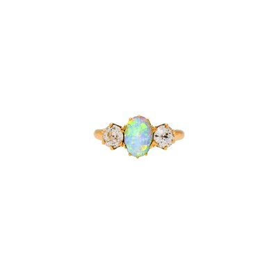 Lot 1102 - Gold, Opal and Diamond Ring