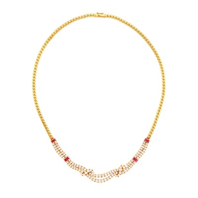 Lot 149 - Gold, Diamond and Ruby Necklace