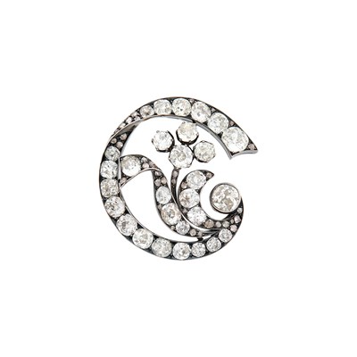 Lot 45 - Antique Russian Silver, Gold and Diamond Brooch