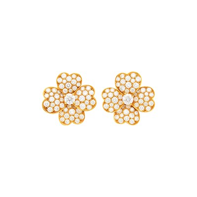 Lot Van Cleef & Arpels Pair of Gold and Diamond 'Cosmos' Earclips
