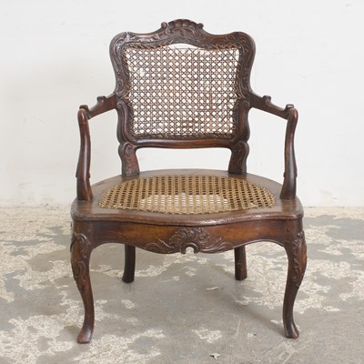 Lot 57 - Louis XV Style Caned Fauteuil