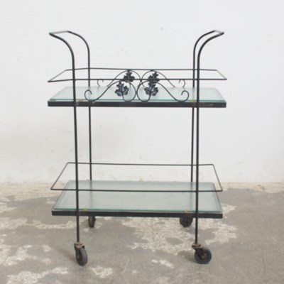 Lot 58 - Painted Metal and Glass Bar Cart