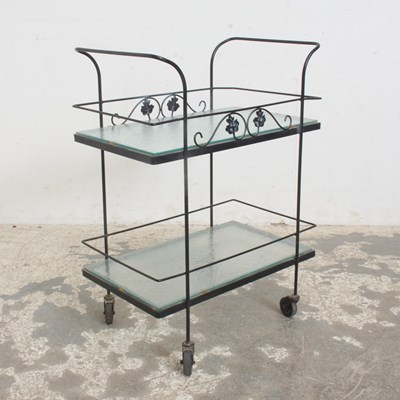 Lot 28 - Painted Metal and Glass Bar Cart