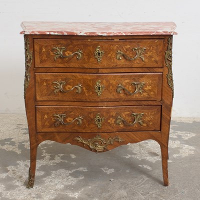 Lot 64 - Louis XV Style Marble Top Bombe Commode