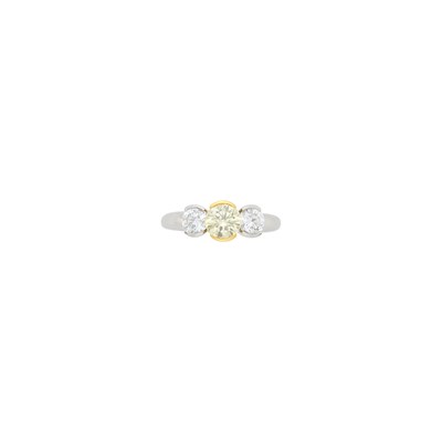 Lot 55 - Platinum, Gold, Fancy Light Yellow Diamond and Diamond Ring