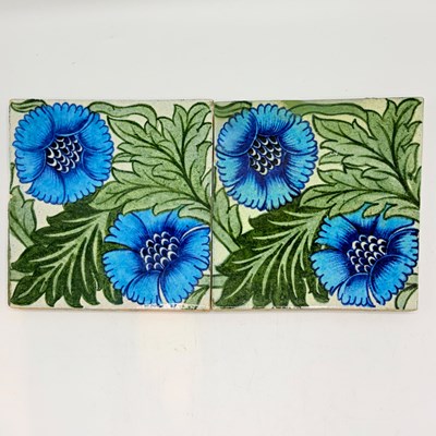 Lot 1108 - Two William de Morgan Glazed Earthenware "K.L Rose" Tiles