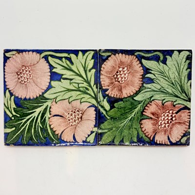 Lot 1111 - Two William de Morgan Glazed Earthenware "K.L Rose" Tiles
