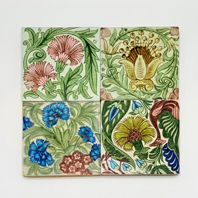 Lot 1116 - Four William de Morgan Glazed Earthenware Tiles