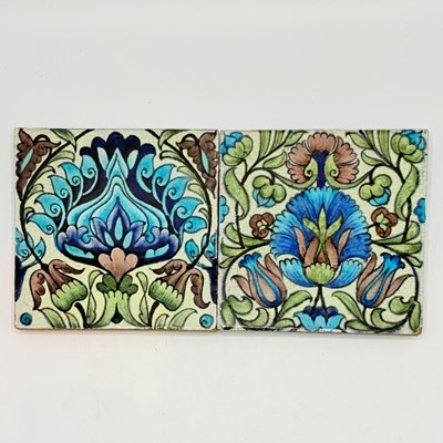 Lot 1112 - Two William de Morgan Glazed Earthenware Islamic Design Tiles