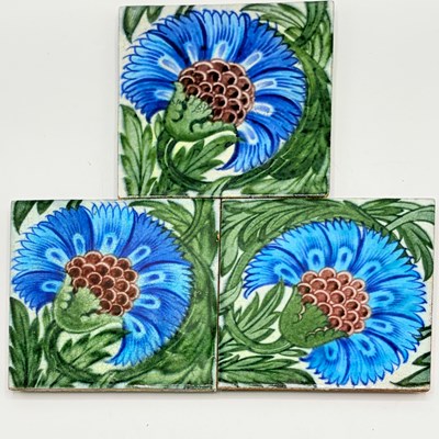 Lot 1109 - Three William de Morgan Glazed Earthenware B.B.B. Design Tiles
