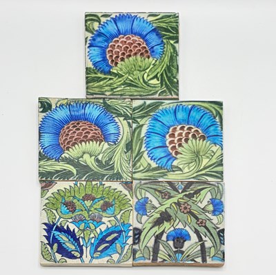 Lot 1117 - Five William De Morgan Glazed Earthenware Tiles