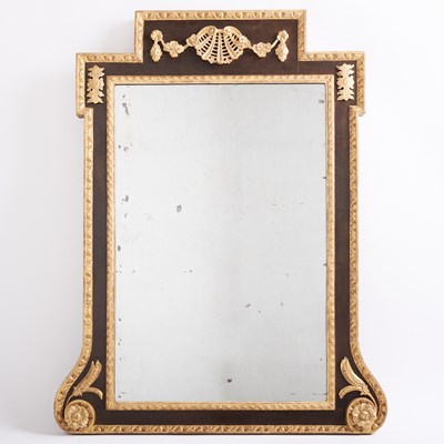 Lot 210 - Transitional Louis XV/XVI Style Mahogany and Parcel-Gilt Mirror