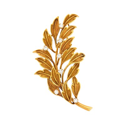 Lot 77 - Tiffany & Co. Gold and Diamond Flower Brooch