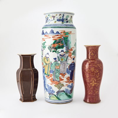 Lot 503 - A Group of Three Chinese Glazed Porcelain Vases