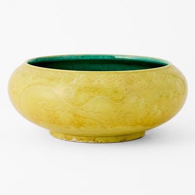 Lot 482 - A Chinese Yellow-Ground Incised Porcelain Jar