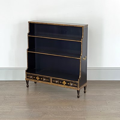 Lot 1060 - Regency Style Black Painted and Gilt Decorated Bookshelf