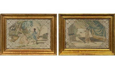 Lot 1054 - Two French Pictorial Needleworks "EGERIE" and "THALIE"