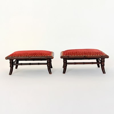 Lot 1080 - Pair of Faux Bamboo Footstools
