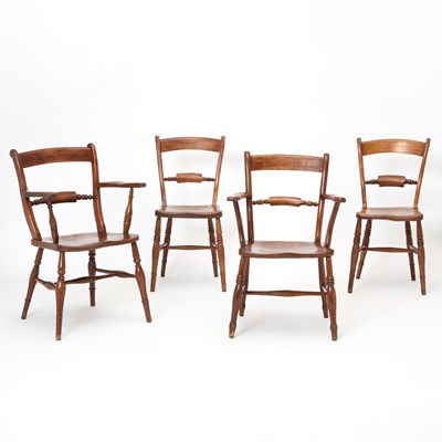 Lot 207 - Set of Four English Elm and Pine Dining Chairs