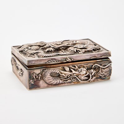Lot 362 - A Japanese Export Silver 'Dragon' Box