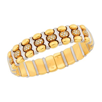 Lot 108 - Two-Color Gold and Diamond Bangle Bracelet