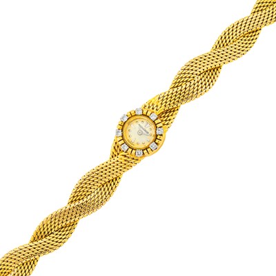 Lot 106 - Jaeger LeCoultre Braided Gold and Diamond Mesh Wristwatch