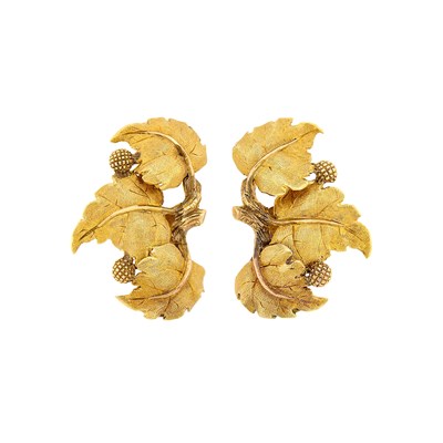 Lot 109 - Mario Buccellati Pair of Gold Leaf Earclips