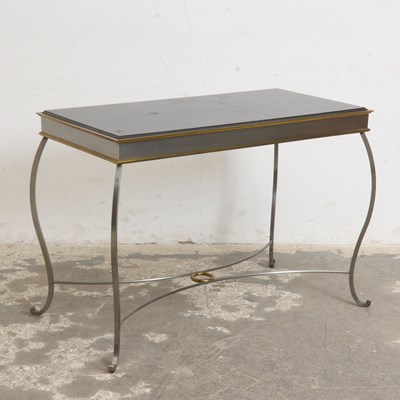 Lot 329 - Marble Top Brass and Steel Console Table