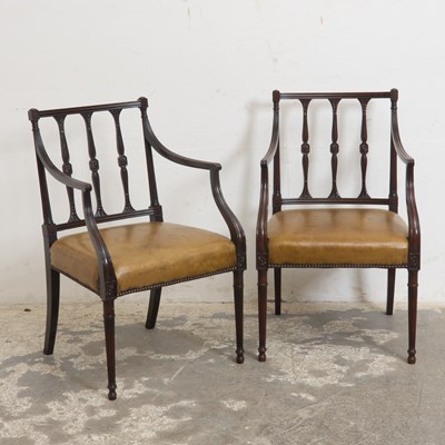 Lot 337 - Pair of George III Upholstered Mahogany Open Armchairs