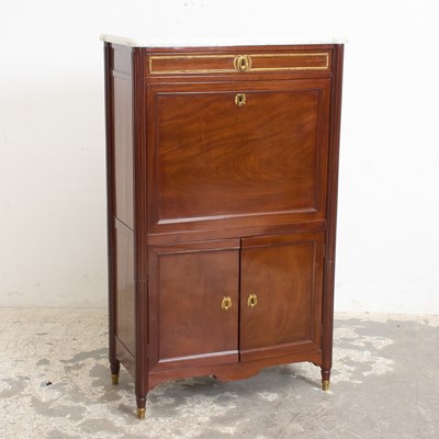 Lot 184 - Louis XVI Marble Top Mahogany Secrétaire à Abattant