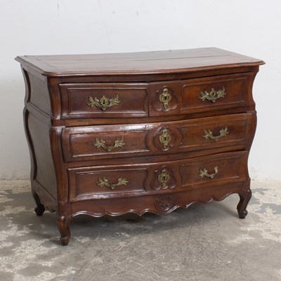 Lot 242 - Louis XV Provincial Walnut Serpentine Commode