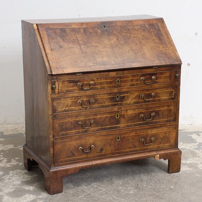 Lot 205 - Georgian Style Inlaid Burl-Walnut Fall-Front Desk