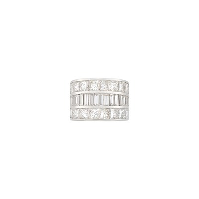 Lot 71 - Wide Platinum and Diamond Band Ring