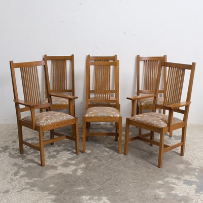 Lot 168 - Set of Six Stickley Oak Dining Chairs