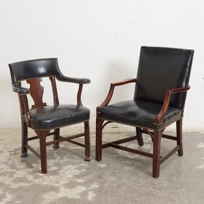 Lot 172 - Two Leather Upholstered Mahogany Chairs