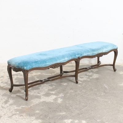Lot 179 - Louis XV Style Blue Upholstered Bench