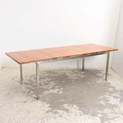 Lot 180 - Room and Board Pine and Metal Dining Table