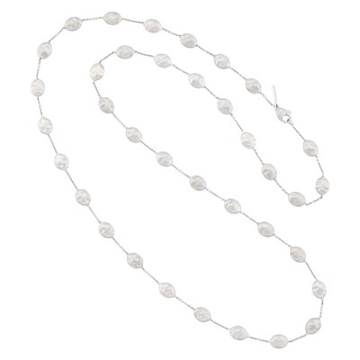 Lot 53 - Marco Bicego Long White Gold 'Bean' Chain Necklace