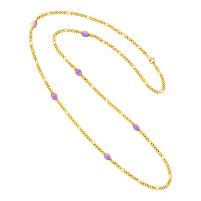Lot 146 - Long Gold and Amethyst Chain Necklace
