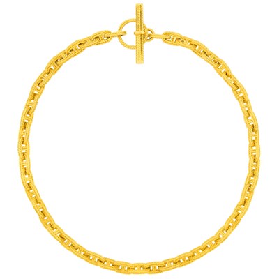 Lot 111 - Gold Nautical Link Necklace with Toggle Clasp