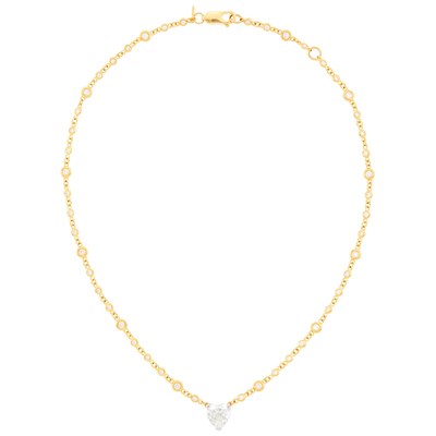 Lot 80 - Gold, Platinum and Diamond Heart Pendant-Necklace