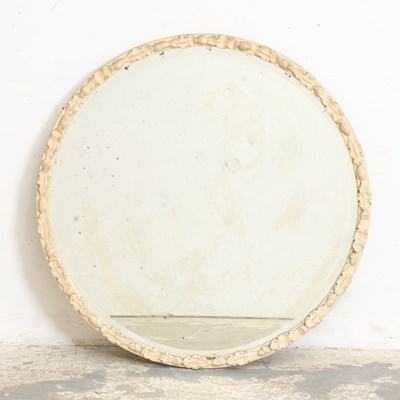 Lot 235 - Cream Painted Wood Circular Mirror with Oak Leaves and Acorns