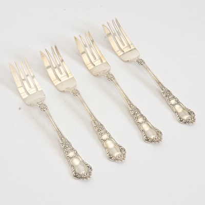 Lot 255 - Set of Four Sterling Meat Forks